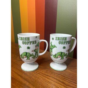 Vintage Japan st Patrick’s display leprechauns cute Irish coffee mugs